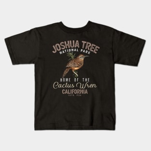 Joshua Tree National Park Vintage Cactus Wren Kids T-Shirt